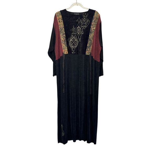 Vintage AHNI Velvet Tapestry Embroidered Maxi Dress ART TO WEAR Plus Size 2 NEW - Picture 2 of 13